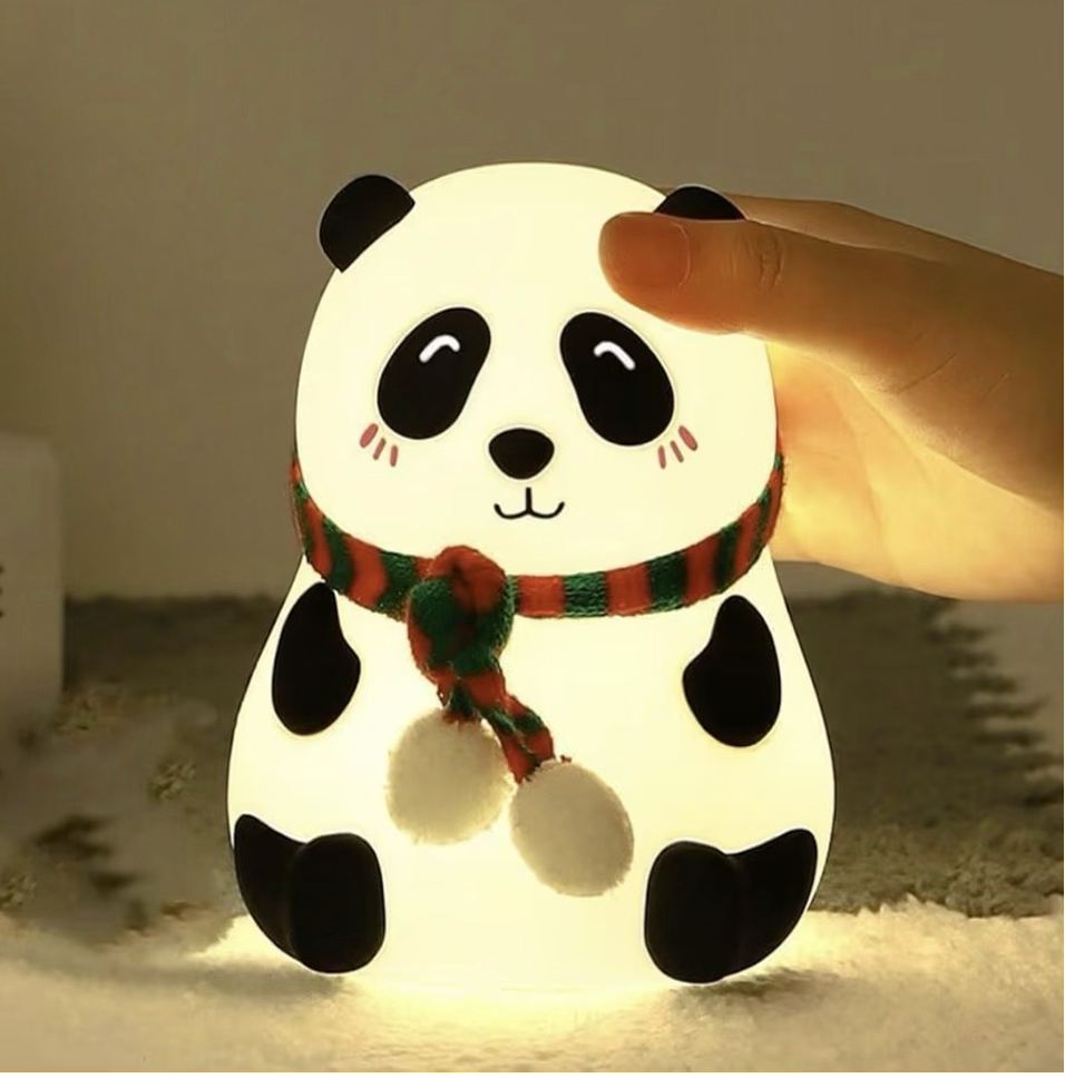 Cute Panda Silicone Night Lamp – Soft Glow LED with Scarf