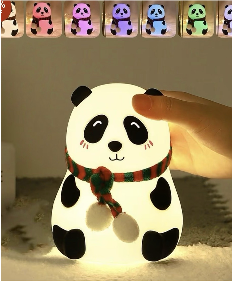 Cute Panda Silicone Night Lamp – Soft Glow LED with Scarf