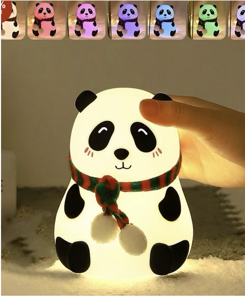 Cute Panda Silicone Night Lamp – Soft Glow LED with Scarf